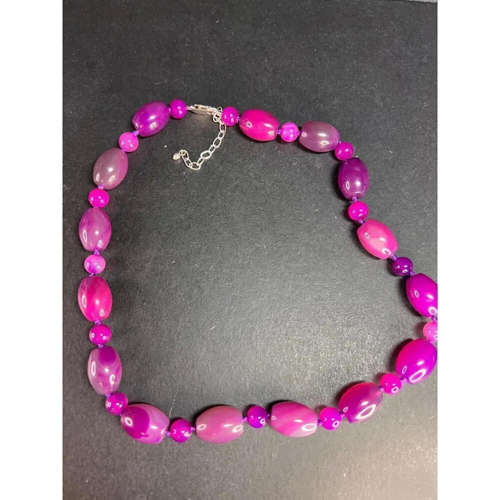 NEW purple agate 18 inch necklace with sterling silver clasp
